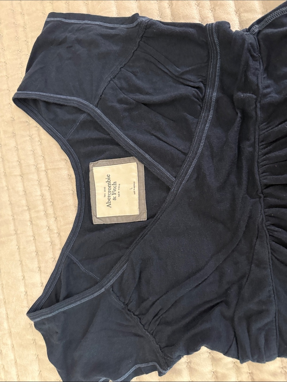 Abercrombie & Fitch Navy Wrap-Style Empire Waist Top - Picture 2 of 3